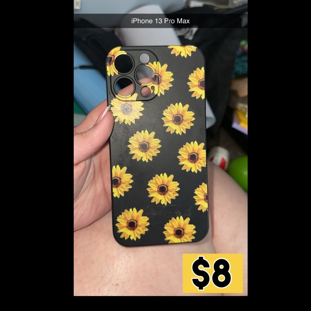 Sunflower Pattern Black and Yellow Phone Case